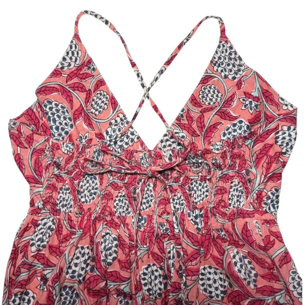 PERRY WALKER COLLECTIVE Annie Block Print Botanical Palm Beach Maxi Sundress - Picture 7 of 10